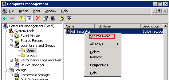 win2003 administrator password screen